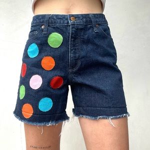 Hand painted polka dot jean shorts